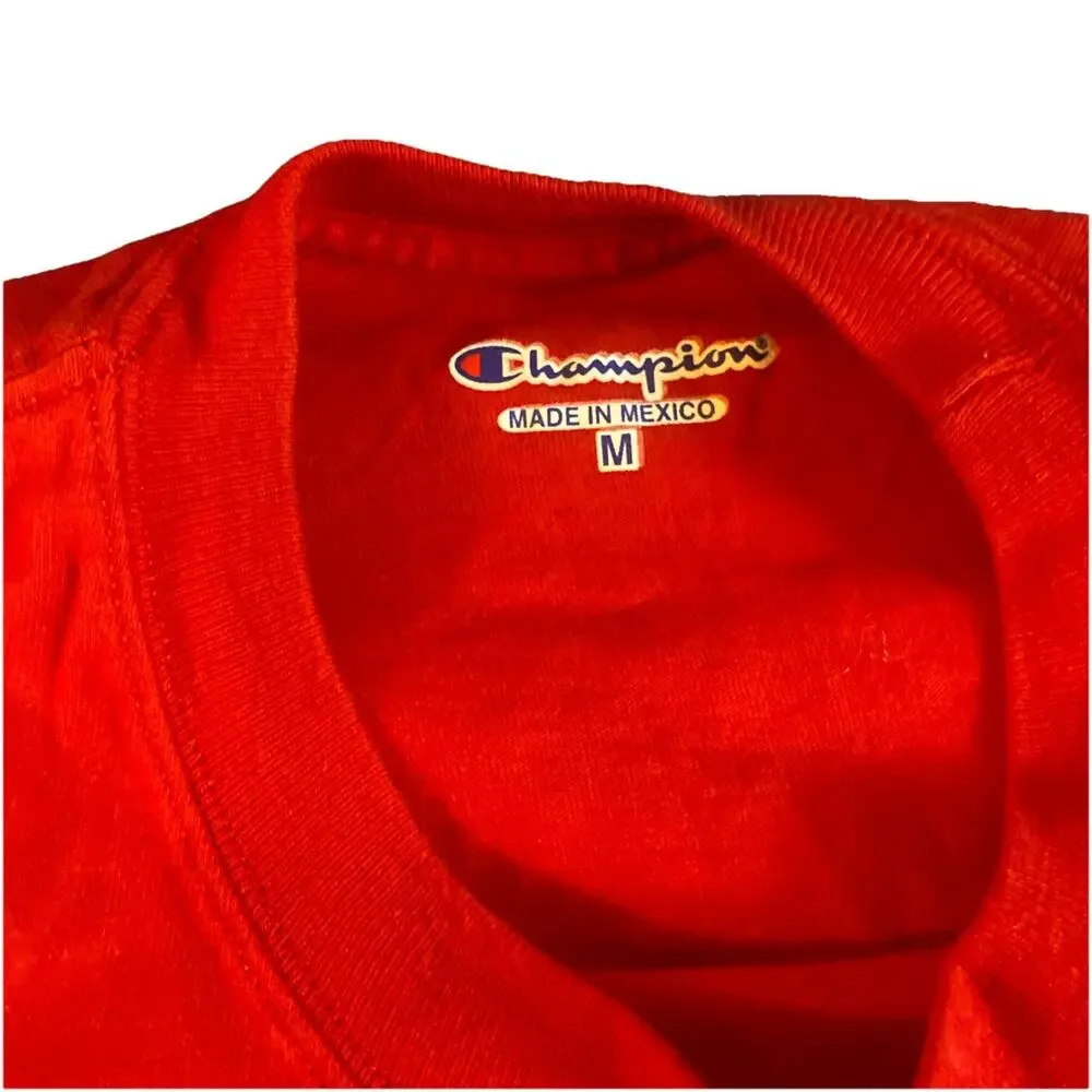 C10 Red Champion Faded Short Sleeve T-Shirt Cotton Casual Athletic Size M - Picture 5 of 6